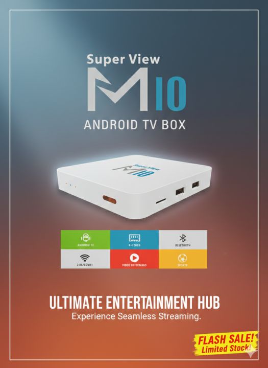 Super View M10 Android 13 TV Box: 4K Ultra HD Streaming, 8GB RAM, Dual-Band WiFi