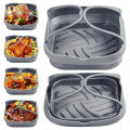 20cm Air Fryer Silicone Basket Tray Pot With Handle 8inch Square Airfryer Baking Mold Liner Foldable Kitchen Cooking Accessories. 