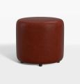 18" Worley Round Leather Ottoman Stool. 