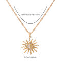 1Pcs Shining Rhinestone Unique Design Sun Star Moon Three In One Pendant Necklace Retro Women's Daily Versatile Party Jewelry.