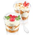 20Pack 6 OZ Disposable Plastic Cups with Lids and Spoons,Clear Dessert Cup,Mini Parfait Appetizer Containers for Ice Cream,Cake,. 