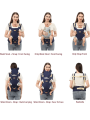 1 Blue Multi-Functional Baby Carrier: Cross-Front and Back Style, Hands-Free Design. Adjustable front-facing straps. Suitable fo.