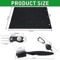 Golf Club Brush and Towel Cleaner Complete Kit with Dual Sided Groove Cleaning Brush and Spike for Putter Wedge and Ball Care. 
