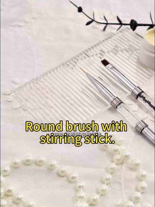 1/2/3Pcs Double Ended Nail Art Brush Set Oval Gel Liner Poly Gel with Steel Pusher Rhinestone Handle French Manicure UV Gel