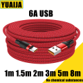 USB Type C Extended 5-Meter USB C 6A Super- Charging Cable Suitable For Huawei,Xiaomi,Vivo,OnePlus, And Leeco Phone Data Cable. 