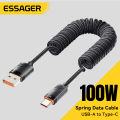 Essager Car Spring Type C Cable For iPhone 16 1514 Xiaomi Samsung 100W PD Fast Charging For Macbook iPad Type C to Type C Cable.