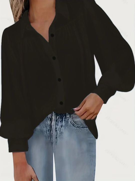 Plus%20Size%201XL-5XL%20Women%20Solid%20Shirt%20Long%20Sleeve%20Lapel%20Neck%20Loose%20Lantern%20Sleeve%20Blouses%20New%20Autumn%20Commuting%20Fashion%20Shirts%20-%20Image%205