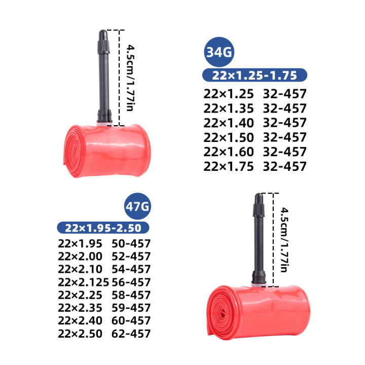 MOTSUV%20Road%20Bicycle%20TPU%20Lnner%20Tube%2022%20inch%2022x1.25-1.75/22x1.95-2.50%20Road%20Bike%20Mini%20Ultra-Light%2034g/47g%2045mm%20Length%20French%20Valve%20-%20Image%202