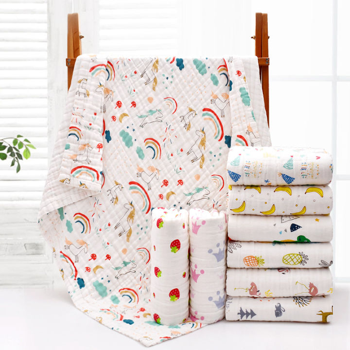 4-Layer Gauze Infant Washcloth Baby Bath Towel Newborn Bathrobe Cotton Swaddle Blanket for Boy Girl Children's Blanket