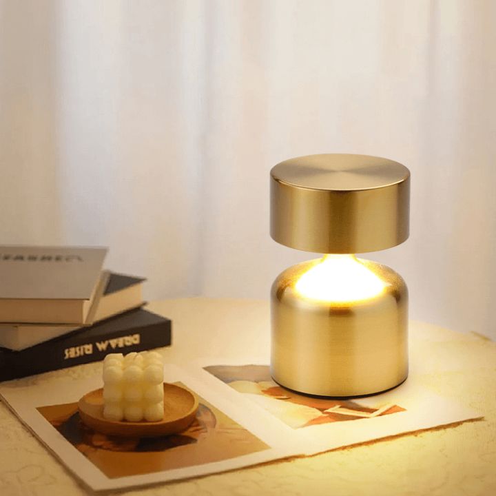 Rechargeable Metal Touch Table Lamp with 3-Level Brightness & Stepless Dimming | Warm, Natural, Cool Light Options
