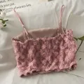Women Solid Rose Lace Sweet Tank Tops With Bra Pad Off Shoulder New Summer Underwear Sexy Tube Top Backless Outer Wear Crop Tops. 