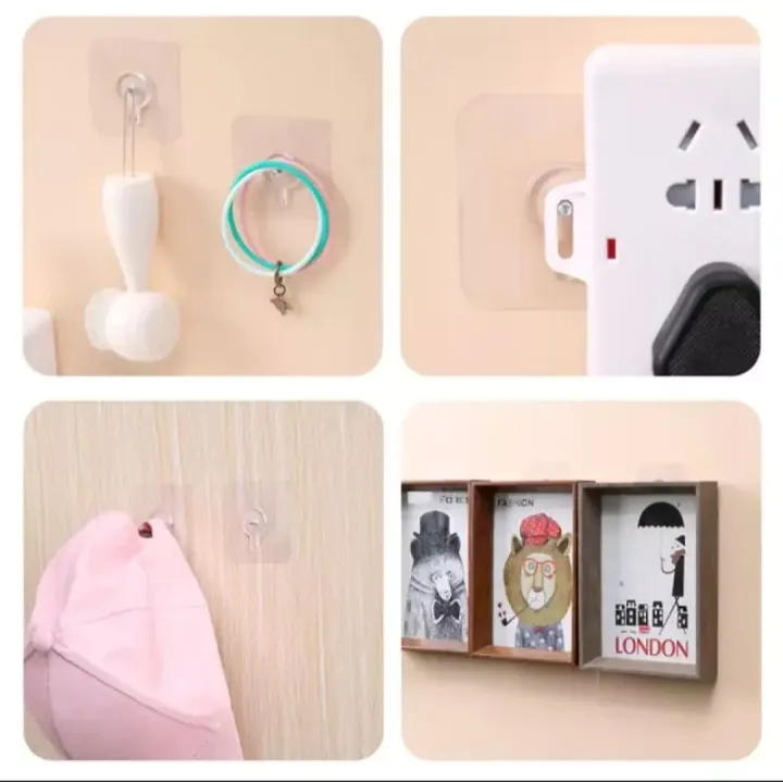 10Pcs%20Strong%20Self%20Adhesive%20Nails%20Poster%20Seamless%0AWall%20Hook%20Waterproof%20Durable%20Transparent%20Screw%20H...%20good%20quality%20hook%20-%20Image%205