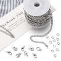 5 Meter Silver Chain With 12 Lobsters and 24 Jumprings For DIY Jewellery Making.. 