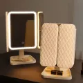 Trifold Makeup Mirror LED Lights Dorm Dressing Mirror Beauty Light up your fill light with Smart Complementary Makeup Mirror Trifold. 