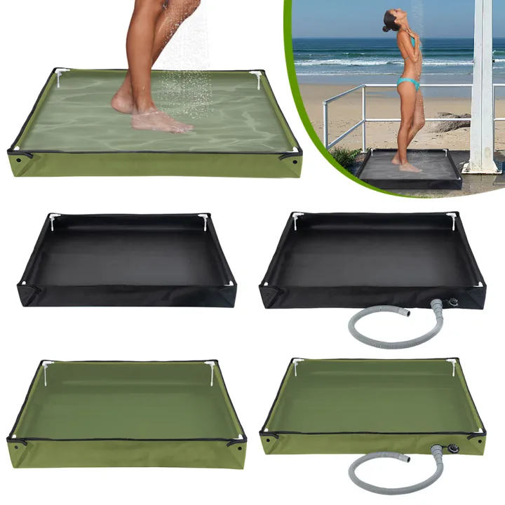 Portable Foldable Shower Pan – Outdoor Shower Base With Drainage, Lightweight For Camping, RV, Hiking & Road Trips (80x80cm)