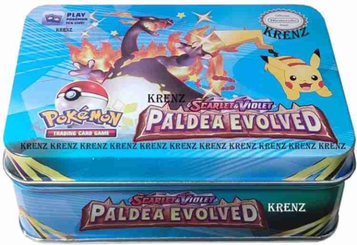 Pokemon Paldea Evolved Metal Box 50 Cards Approx | Daraz.pk