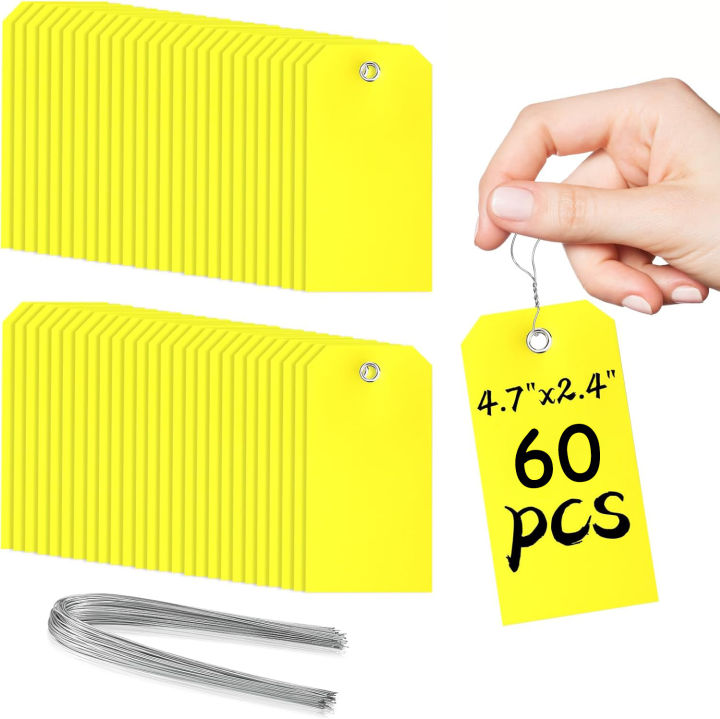 60Pcs Plastic Shipping Tags with Wire Waterproof Hang Tags Labeling ...