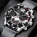 2023 Fashion Mens Business Watches Luxury Stainless Steel Mesh Belt Quartz Wrist Watch Luminous Clock Men Casual Calendar Watch. 