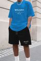 2026 New Summer Men's Letter Printed Comfortable and Breathable Round Neck T-shirt and Shorts Set Solid Color Colo Sportswear. 