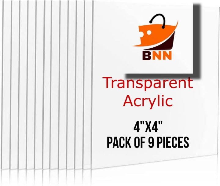 pack of 9 Transparent acrylic sheet 3mm 4x4 size