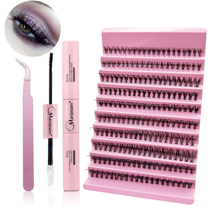 DIY Lashes Extension kit Eyelashes 200 PCS Clusters Lash Bond and Seal Makeup tools  for gluing Lashes Gluing Glue Accessories