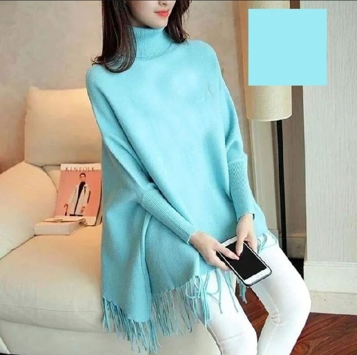 Plain%20Fleece%20Stylish%20Ponchou%20For%20Women%20black%20-%20Image%204