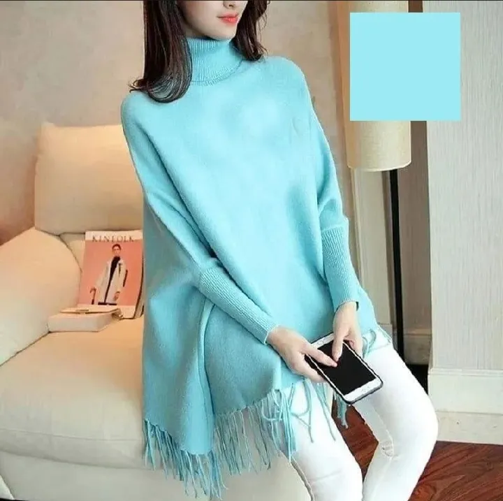 Plain%20Fleece%20Stylish%20Ponchou%20For%20Women%20black%20-%20Image%204