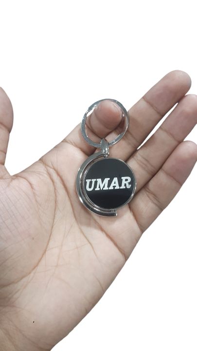 Half%20Moon%20Metal%20keychain%20with%20name%20logo%20printing%20beautifully%20customizable.%20Round%20Moon%20Keychain.%20%20Keyring%20-%20Image%203