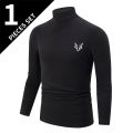 1/3 Pcs Men's White BottoMing Small Turtleneck Shirt In Autumn And Winter Casual Joker Fashion Long Sleeve T-Shirt Teenagers War. 