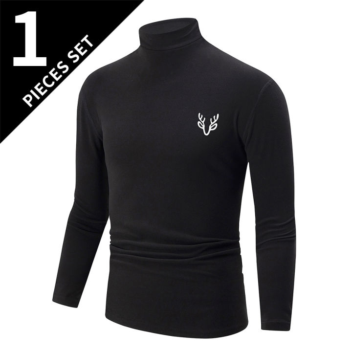 1/3%20Pcs%20Men's%20White%20BottoMing%20Small%20Turtleneck%20Shirt%20In%20Autumn%20And%20Winter%20Casual%20Joker%20Fashion%20Long%20Sleeve%20T-Shirt%20Teenagers%20War%20-%20Image%202
