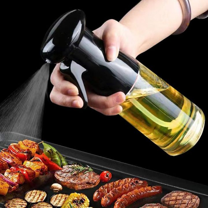 1pc Black Transparent Kitchen Oil Bottle Cooking Oil Spray Olive Oil Bottle Fitness Barbecue