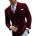 Burgundy Velvet Blazer for Men with Double Breasted Dinner Jacket Elegant Smoking Suit Coat 2023. 