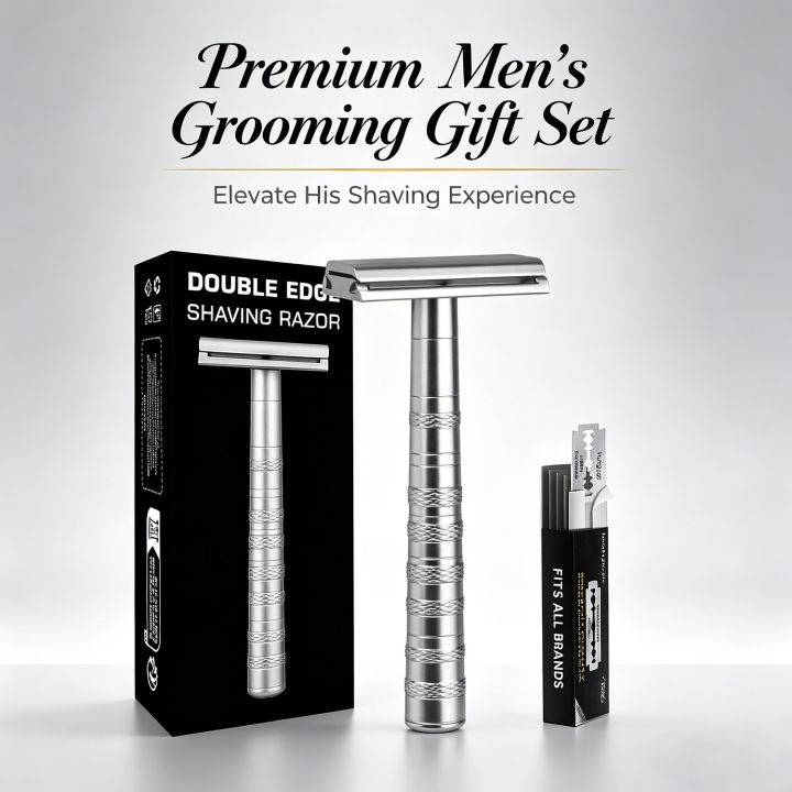 Angeled Razorblade Double Edge Safety Razor with 5 Spare Blades 30° Angled Precision ...