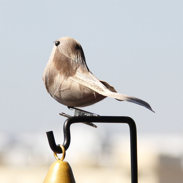 〔Jessica〕Realistic Feather Artificial Sparrow Bird, Grey Foam ...