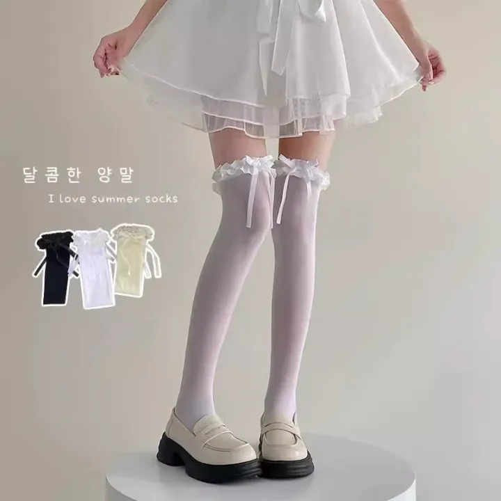 Women%20Lace%20Black%20White%20Ruffle%20Long%20Socks%20Women%20Girls%20Sweet%20Stockings%20JK%20Lolita%20Nylon%20Lace%20Leggings%20Over%20The%20Knee%20Bowknot%20Hosiery%20-%20Image%204