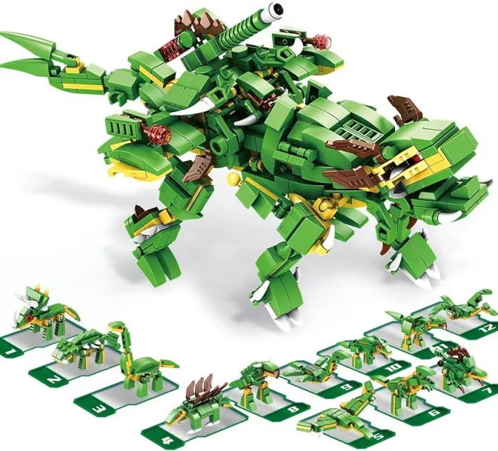 Dinosaur Building Toys for Boys 8-12: 12 in 1 Building Blocks Sets for Kids Compatible with Lego - Educational Toys Gifts for 6 7 8 9 10 11 12 Boys Girls Christmas Birthday
