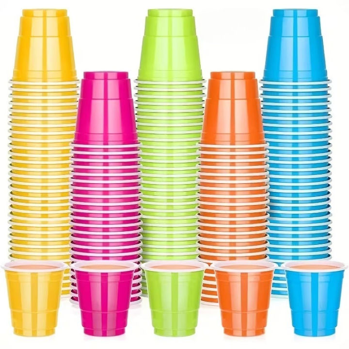 50PCS/Bag Mini Plastic Shot Cups Disposable Random Color PartyGraduation Birthday WeddingPicnic Valentines Drinkware Accessories