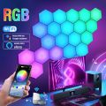 RGB Intelligent Hexagonal Wall Lamp Color-changing Ambient Night Light DYI Shape Music Rhythm APP Control For Game Room Bedroom. 