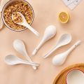6 pcs Plain White Ceramic Spoon (6 pcs) Kis Soup Spoon, Korean Chinese Rice Scoop Ice Cream Ladle, Porcelain Dinner Spoon - Minimalistic Sophistication.