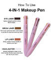 4-in-1 Makeup Pen: Waterproof Eyeliner, Brow Pencil, Highlighter & Shadow Stick. 