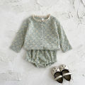 Summer Hot European Style Style Floral Embroidery Baby Onesie Set Breathable Long Sleeve Top + Shorts Baby 2Pcs Set. 