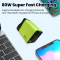 80W USB Type C Charger With Retractable Cable Quick Charge Mobile Phone Charger Fast Charging Adapter For iphone 16 15 . 