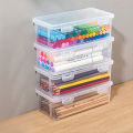 2pcs Large Capacity Transparent Plastic Pencil Boxes, Portable Tension Mount Storage Organizer for Oil Pastels, Crayons. 