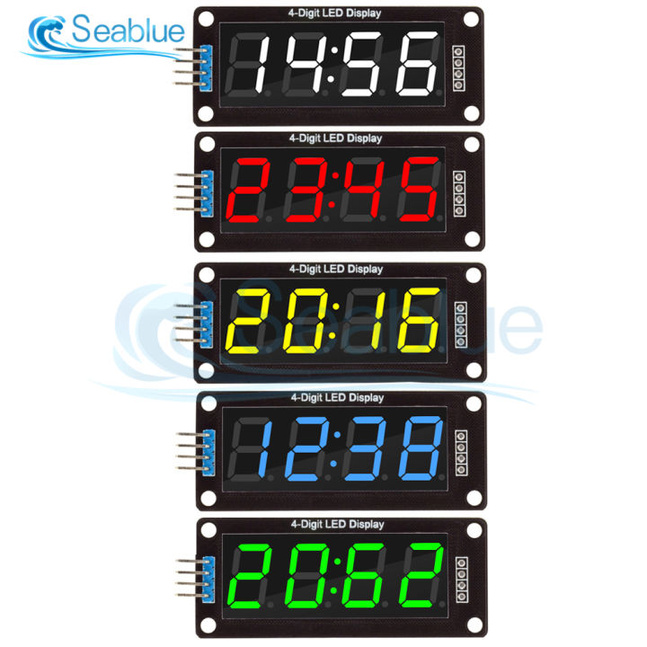 0.56 inch 4-Digit 7 Segments Digital Tube Clock Module Double Dots Blue Yellow White Green Red LED Display TM1637 For Arduino