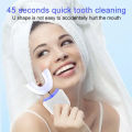 Wireless chargeable silicone bristle portable cleaning automatic toothbrush high quality u-shaped electric toothbrush. 