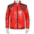 Man Red Jacket Cosplay Costume With Zippers Black Trimm Men's Classic For Michael Jackson Shows Wear Cosplay Clothes. 