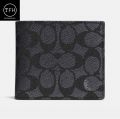 COACH LEATHER GREY AND BLACK LEATHER WALLET. 