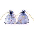 50pcs/lot Star Moon Organza Jewelry Bags Tulle Sheer Sachets Drawstring Bag Wedding Party Favor Pouches Jewelry Organizer.