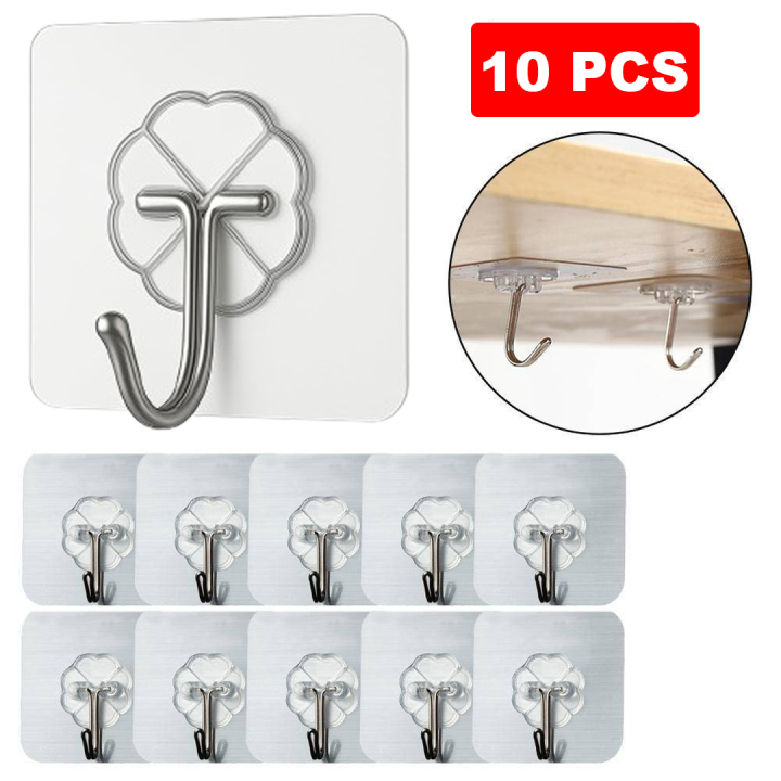 Transparent%20Self-Adhesive%20Hanger%20Hooks%20-%20Heavy-Duty%20Suction%20Cup%20Rack%20for%20Kitchen%20&%20Bathroom,%2010%20Pcs%20-%20Image%202