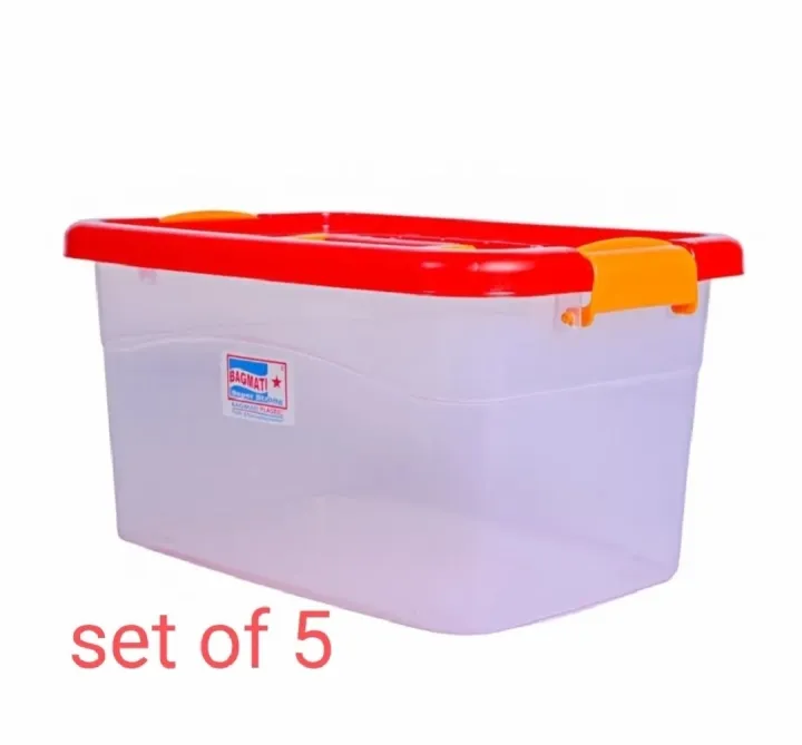 5 Piecs 6 Liter Capacity Plastic Multipurpose Storage Container Box ...
